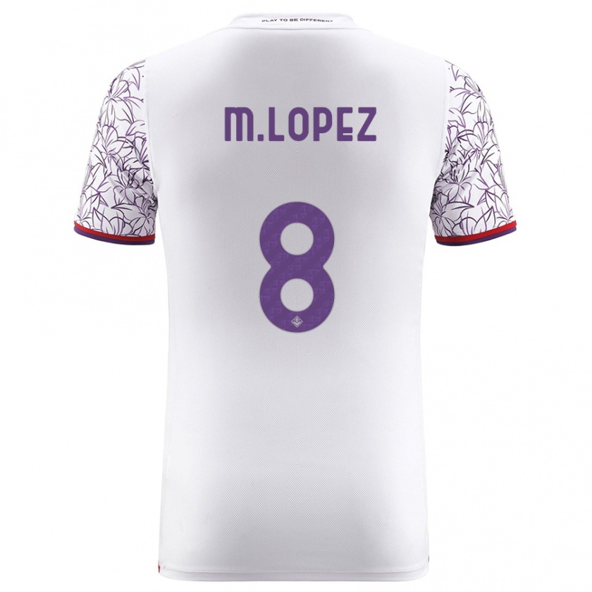 Kandiny Mujer Camiseta Maxime López #8 Blanco 2ª Equipación 2023/24 La Camisa Chile