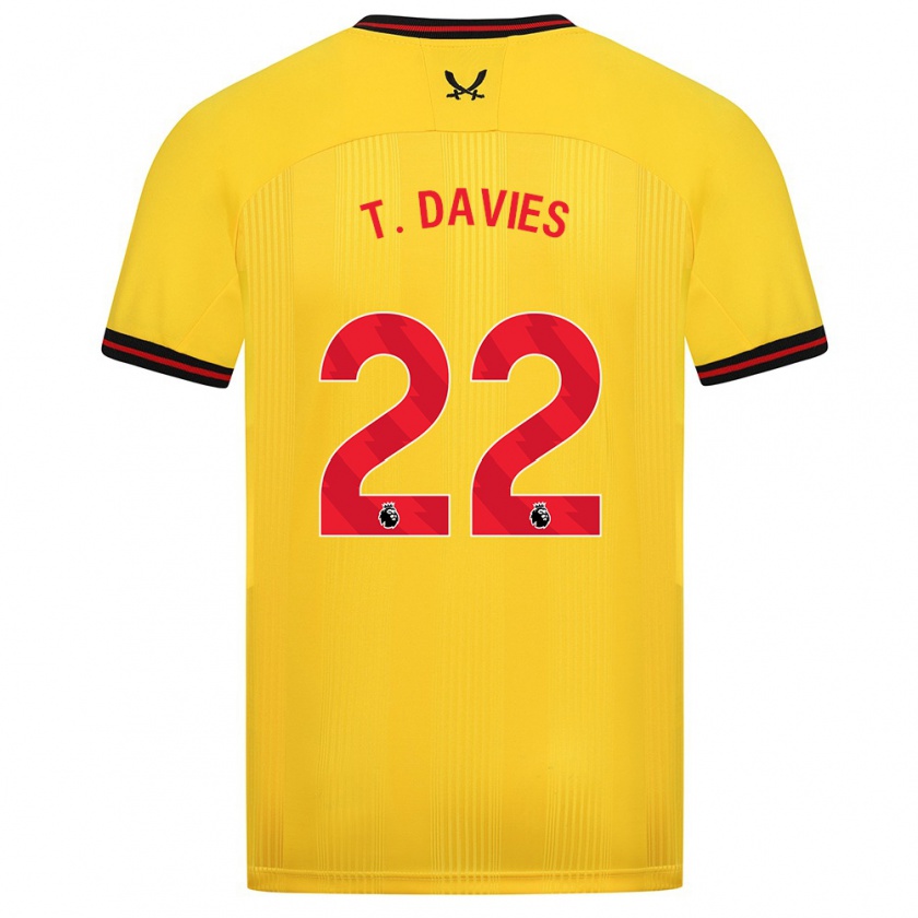 Kandiny Mujer Camiseta Tom Davies #22 Amarillo 2ª Equipación 2023/24 La Camisa Chile