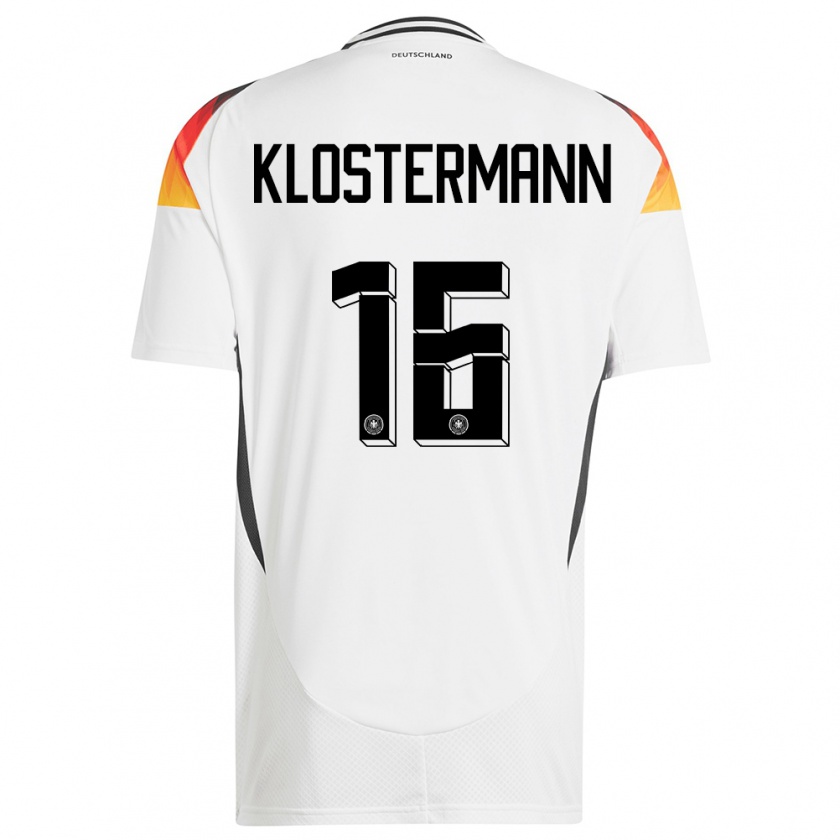 Kandiny Niño Camiseta Alemania Lukas Klostermann #16 Blanco 1ª Equipación 24-26 La Camisa Chile
