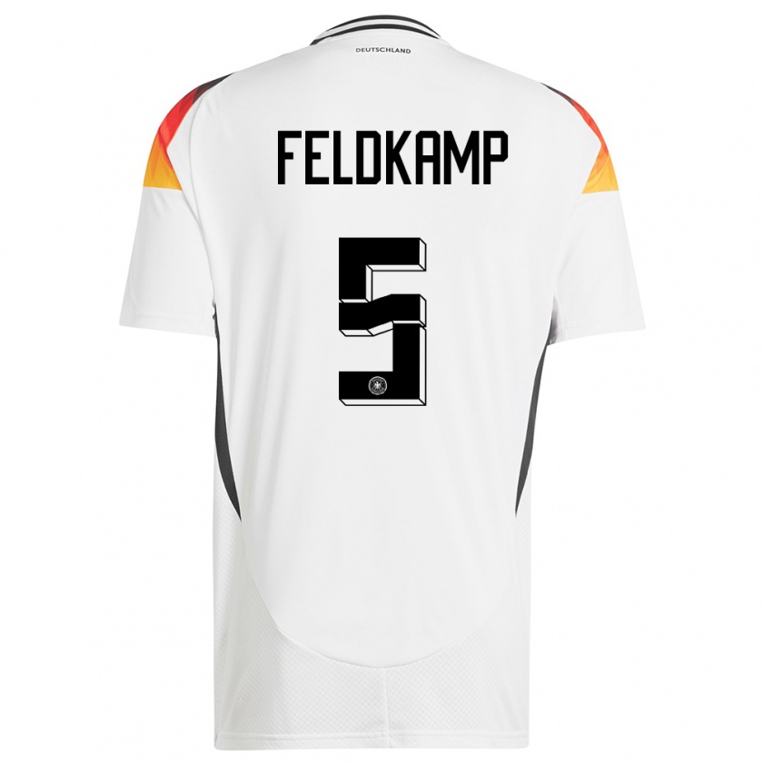 Kandiny Niño Camiseta Alemania Jana Feldkamp #5 Blanco 1ª Equipación 24-26 La Camisa Chile