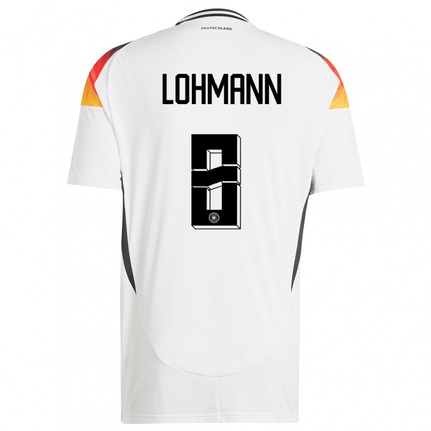 Kandiny Niño Camiseta Alemania Sydney Lohmann #8 Blanco 1ª Equipación 24-26 La Camisa Chile