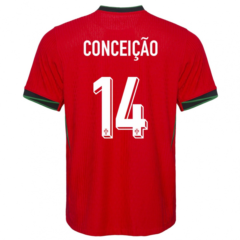 Kandiny Niño Camiseta Portugal Rodrigo Conceicao #14 Rojo 1ª Equipación 24-26 La Camisa Chile