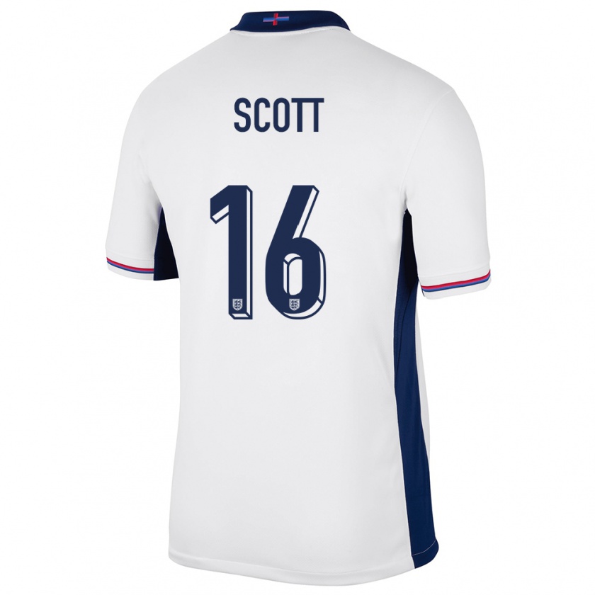Kandiny Niño Camiseta Inglaterra Jill Scott #16 Blanco 1ª Equipación 24-26 La Camisa Chile