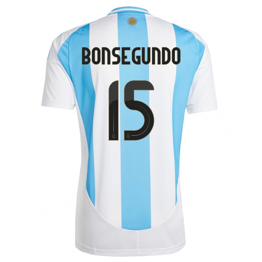 Kandiny Niño Camiseta Argentina Florencia Bonsegundo #15 Blanco Azul 1ª Equipación 24-26 La Camisa Chile