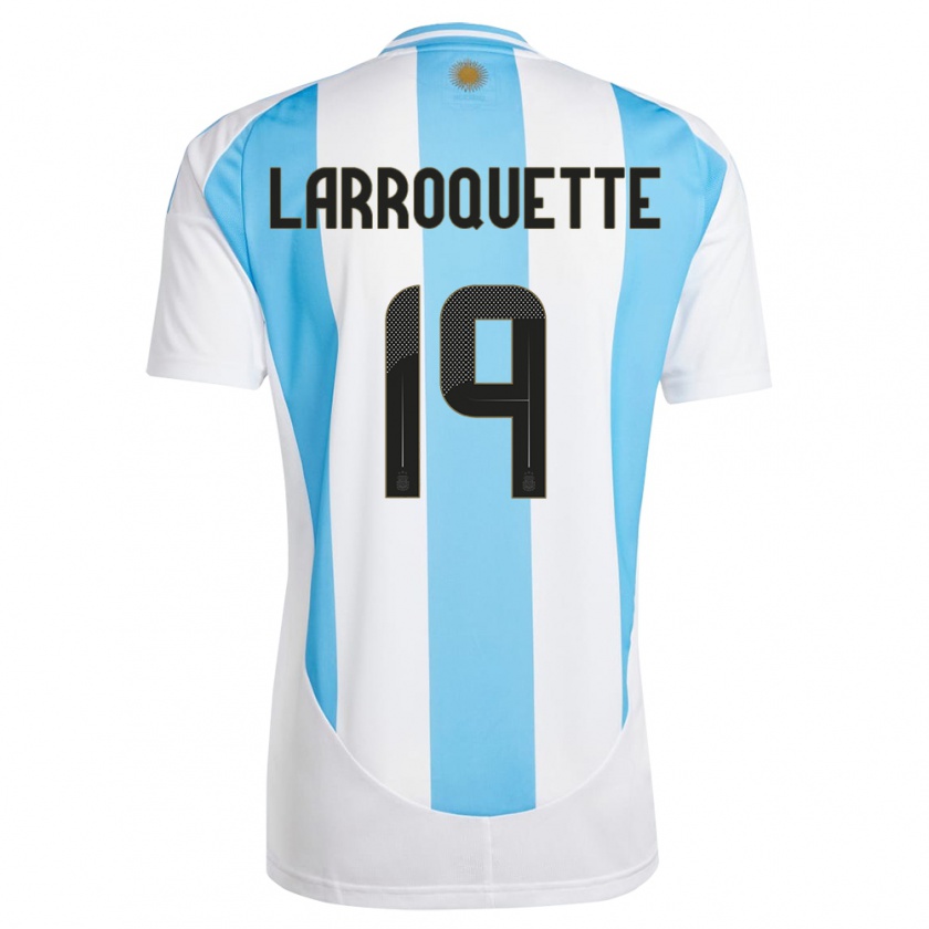 Kandiny Niño Camiseta Argentina Mariana Larroquette #19 Blanco Azul 1ª Equipación 24-26 La Camisa Chile