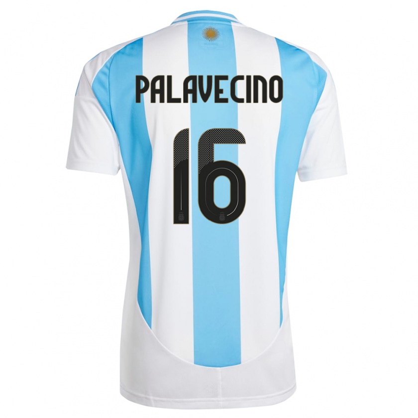 Kandiny Niño Camiseta Argentina Nicolas Palavecino #16 Blanco Azul 1ª Equipación 24-26 La Camisa Chile