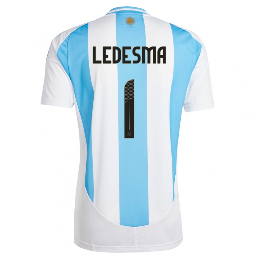 Kandiny Niño Camiseta Argentina Jeremias Ledesma #1 Blanco Azul 1ª Equipación 24-26 La Camisa Chile
