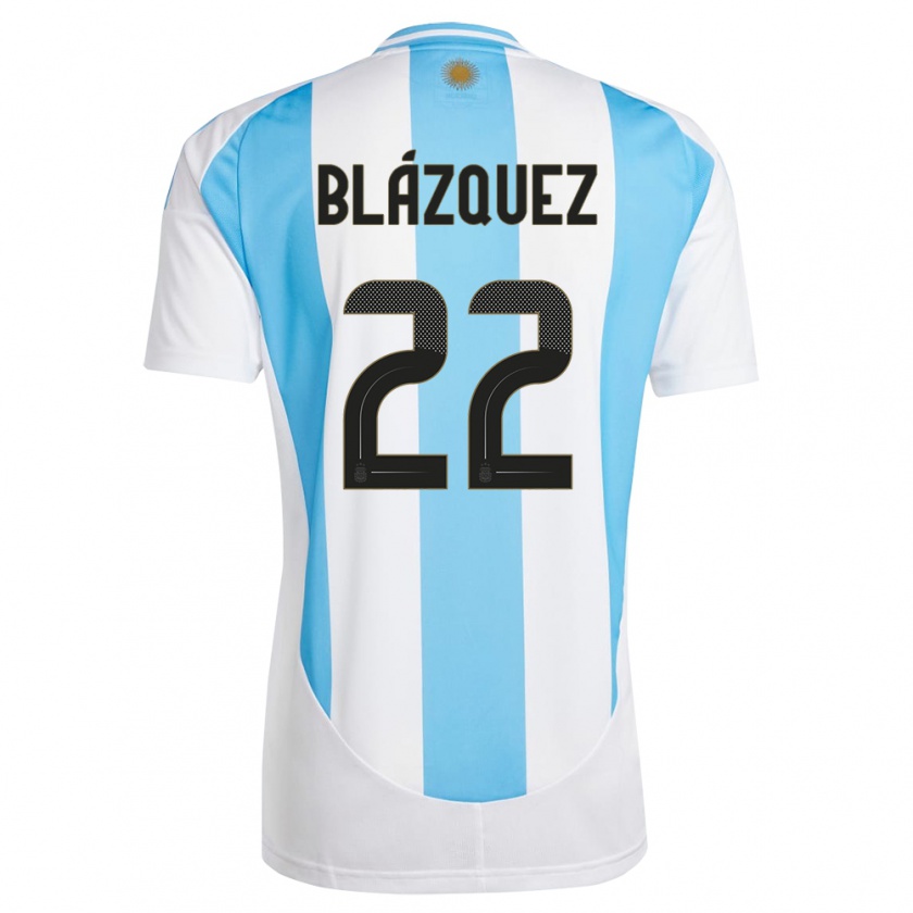 Kandiny Niño Camiseta Argentina Joaquin Blazquez #22 Blanco Azul 1ª Equipación 24-26 La Camisa Chile