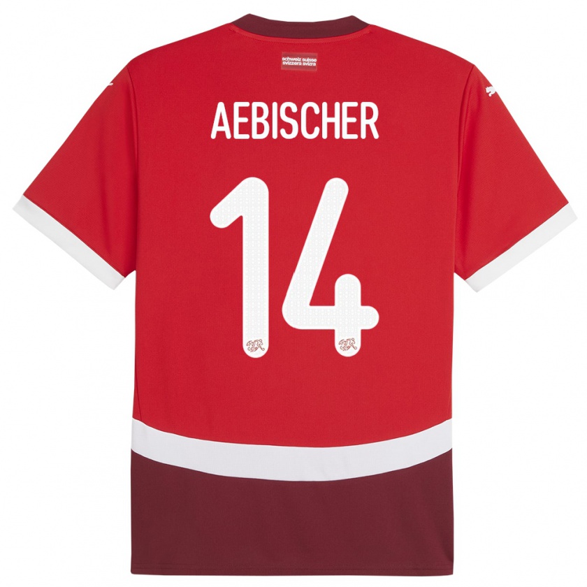 Kandiny Niño Camiseta Suiza Michel Aebischer #14 Rojo 1ª Equipación 24-26 La Camisa Chile