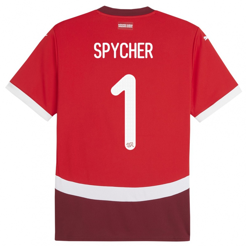 Kandiny Niño Camiseta Suiza Tim Spycher #1 Rojo 1ª Equipación 24-26 La Camisa Chile