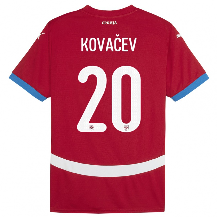 Kandiny Niño Camiseta Serbia Milan Kovacev #20 Rojo 1ª Equipación 24-26 La Camisa Chile