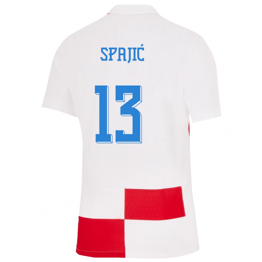 Kandiny Niño Camiseta Croacia Helena Spajic #13 Blanco Rojo 1ª Equipación 24-26 La Camisa Chile
