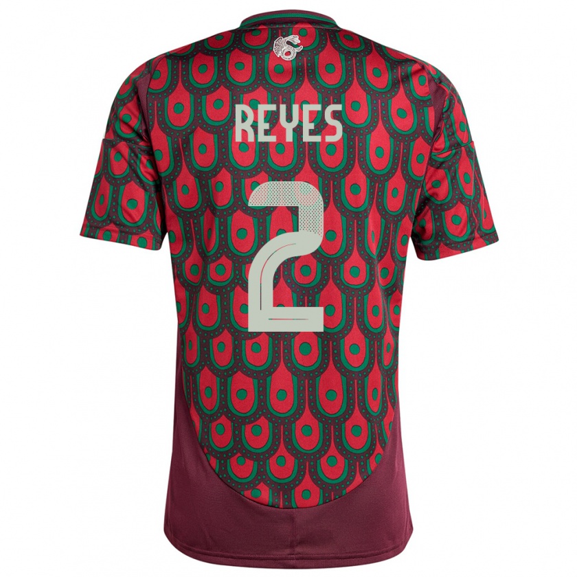 Kandiny Niño Camiseta México Luis Reyes #2 Granate 1ª Equipación 24-26 La Camisa Chile