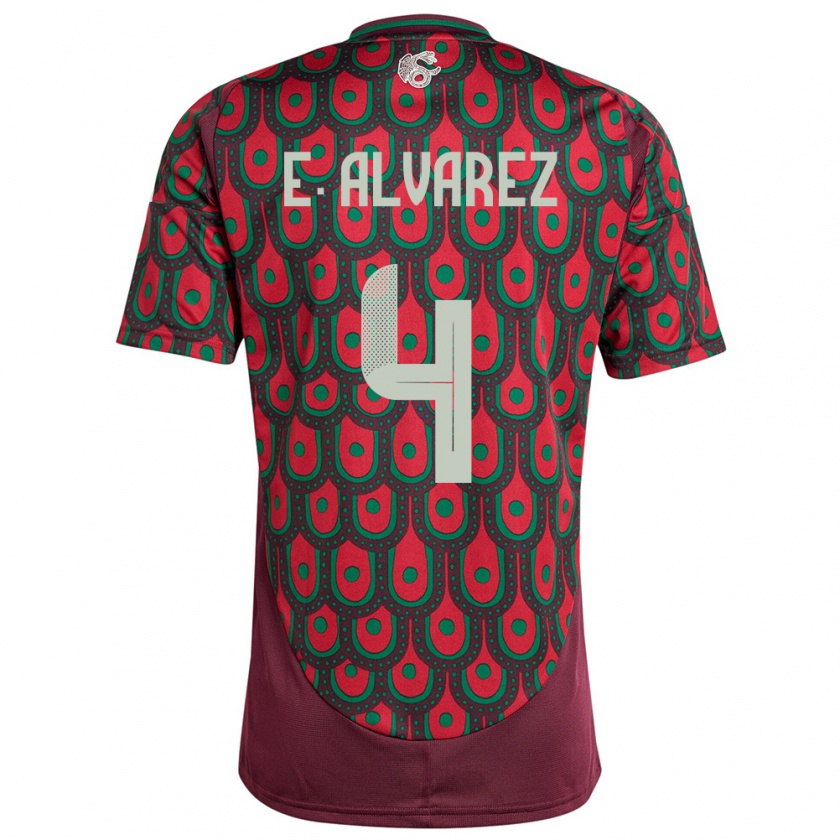 Kandiny Niño Camiseta México Edson Alvarez #4 Granate 1ª Equipación 24-26 La Camisa Chile