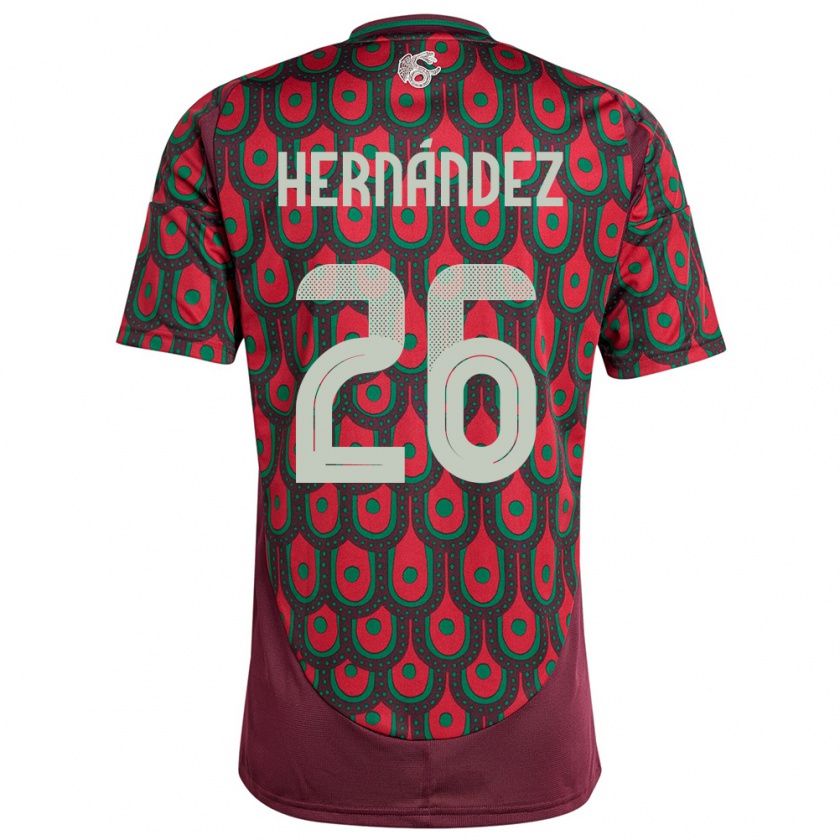 Kandiny Niño Camiseta México Nicolette Hernandez #26 Granate 1ª Equipación 24-26 La Camisa Chile