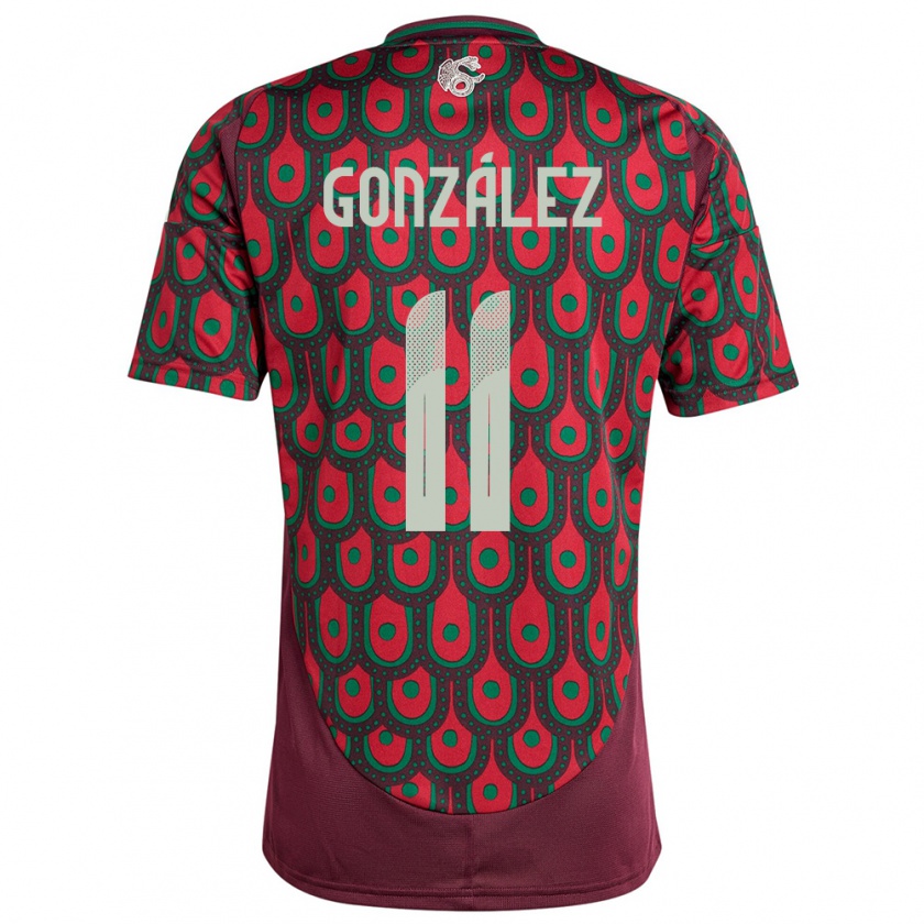 Kandiny Niño Camiseta México Bryan Gonzalez #11 Granate 1ª Equipación 24-26 La Camisa Chile
