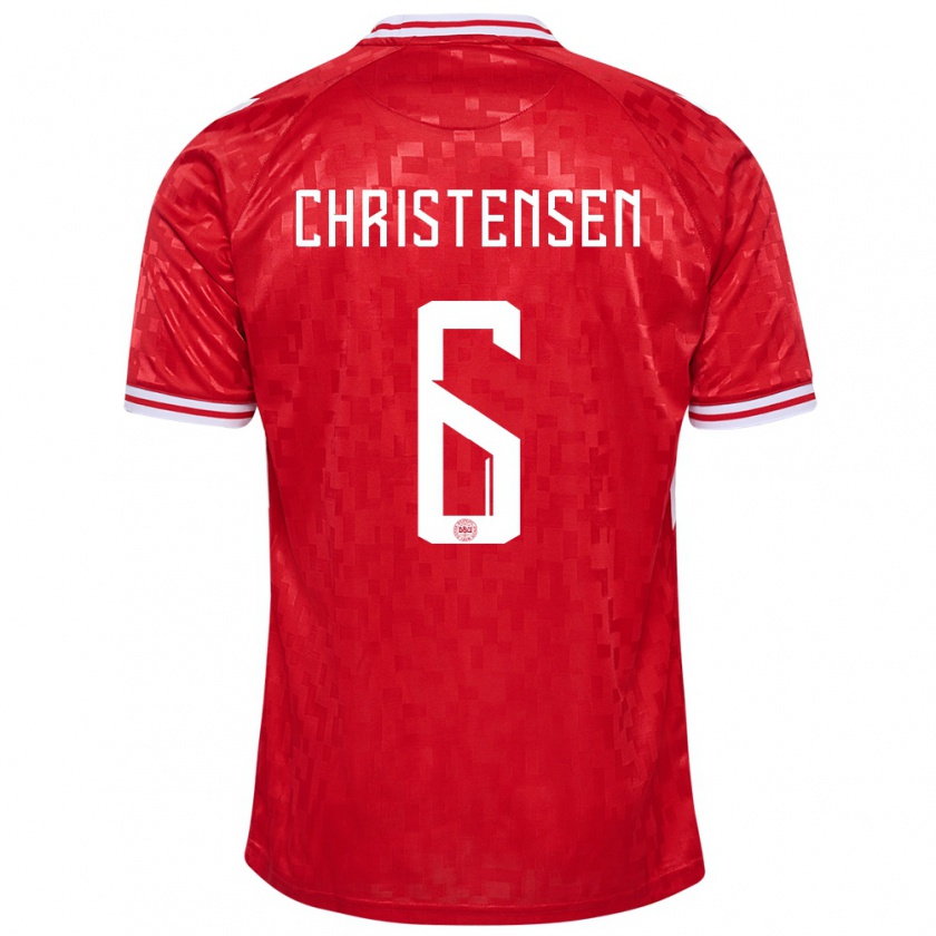 Kandiny Niño Camiseta Dinamarca Andreas Christensen #6 Rojo 1ª Equipación 24-26 La Camisa Chile