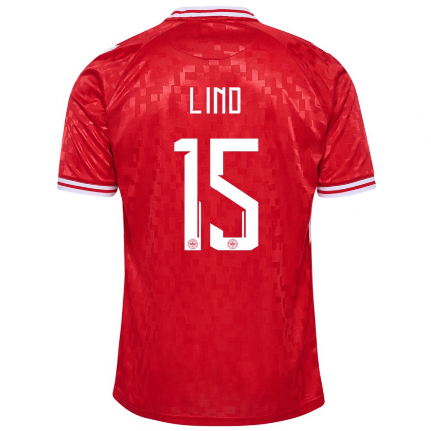 Kandiny Niño Camiseta Dinamarca Victor Lind #15 Rojo 1ª Equipación 24-26 La Camisa Chile