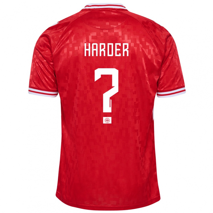 Kandiny Niño Camiseta Dinamarca Conrad Harder #0 Rojo 1ª Equipación 24-26 La Camisa Chile
