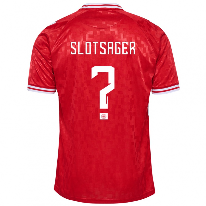 Kandiny Niño Camiseta Dinamarca Tobias Slotsager #0 Rojo 1ª Equipación 24-26 La Camisa Chile