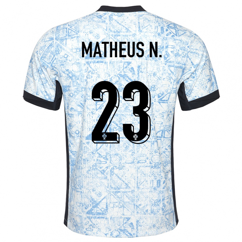 Kandiny Niño Camiseta Portugal Matheus Nunes #23 Crema Azul 2ª Equipación 24-26 La Camisa Chile