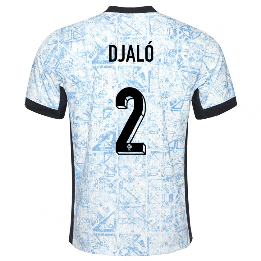 Kandiny Niño Camiseta Portugal Tiago Djalo #2 Crema Azul 2ª Equipación 24-26 La Camisa Chile