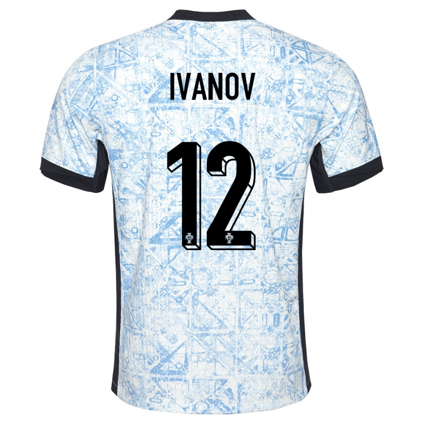 Kandiny Niño Camiseta Portugal David Ivanov #12 Crema Azul 2ª Equipación 24-26 La Camisa Chile