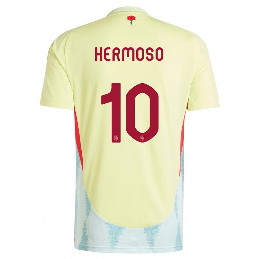 Kandiny Niño Camiseta España Jennifer Hermoso #10 Amarillo 2ª Equipación 24-26 La Camisa Chile