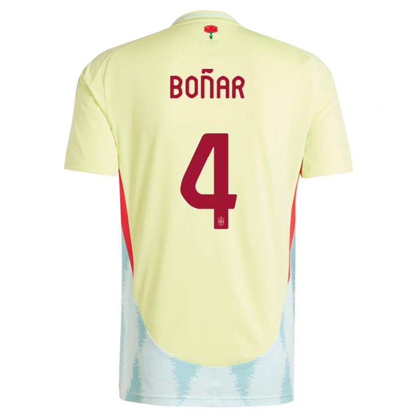 Kandiny Niño Camiseta España Javier Bonar #4 Amarillo 2ª Equipación 24-26 La Camisa Chile