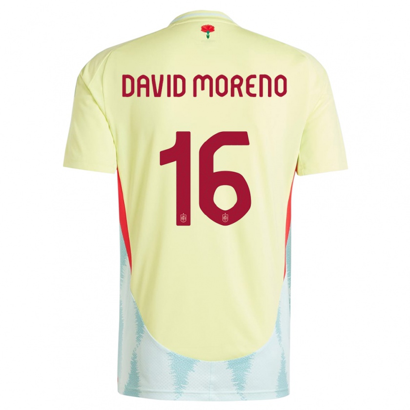 Kandiny Niño Camiseta España Antonio David Moreno #16 Amarillo 2ª Equipación 24-26 La Camisa Chile