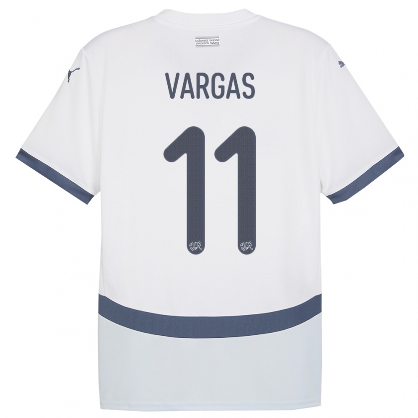 Kandiny Niño Camiseta Suiza Ruben Vargas #11 Blanco 2ª Equipación 24-26 La Camisa Chile