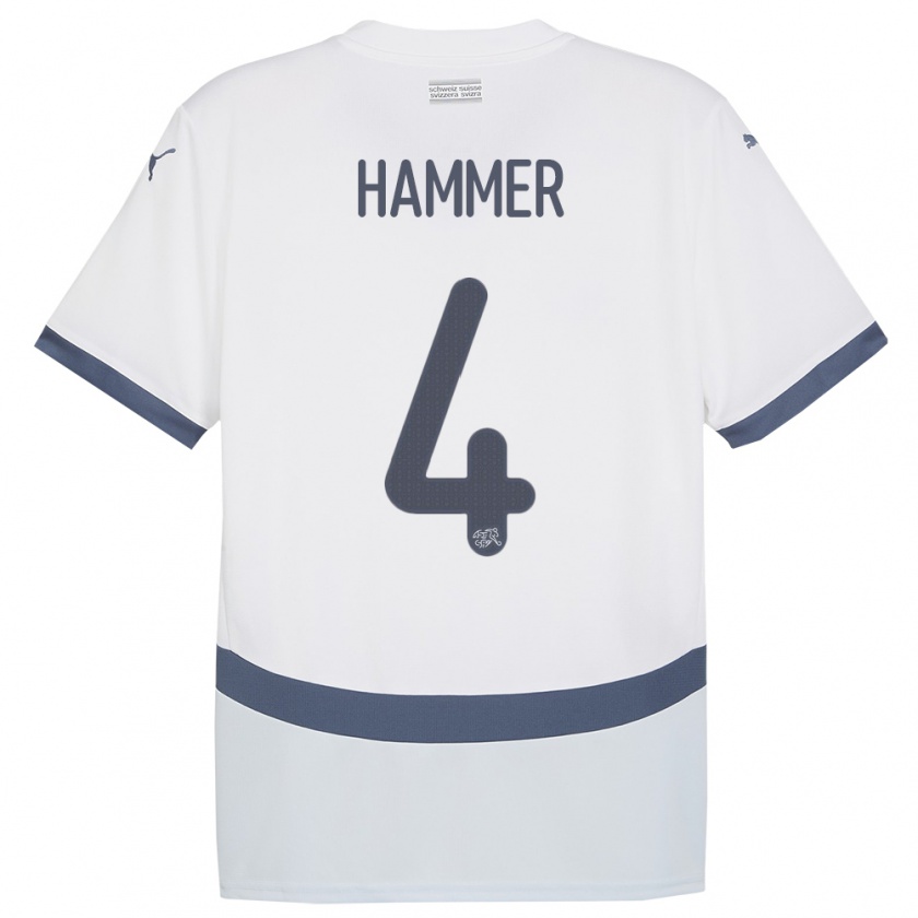 Kandiny Niño Camiseta Suiza Pascal Hammer #4 Blanco 2ª Equipación 24-26 La Camisa Chile