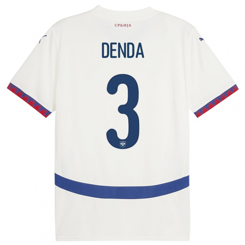 Kandiny Niño Camiseta Serbia Milica Denda #3 Blanco 2ª Equipación 24-26 La Camisa Chile
