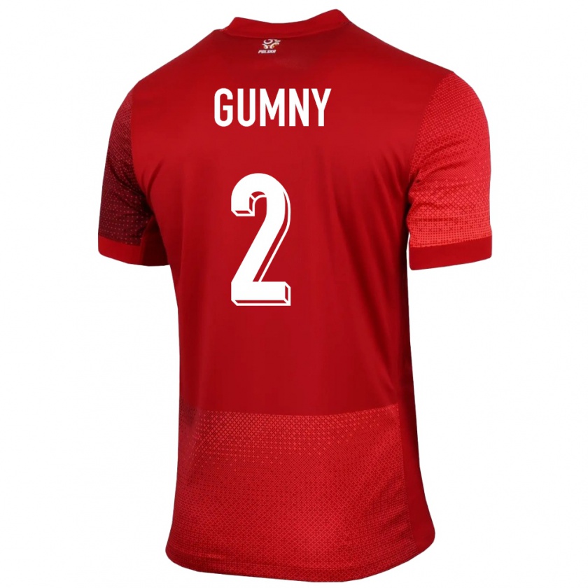 Kandiny Niño Camiseta Polonia Robert Gumny #2 Rojo 2ª Equipación 24-26 La Camisa Chile