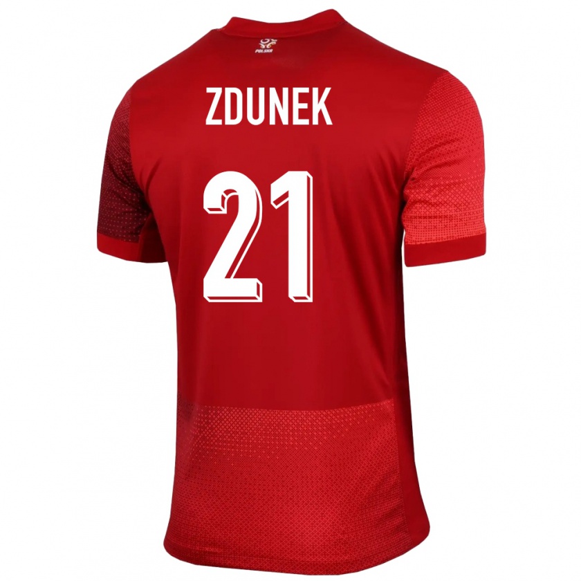 Kandiny Niño Camiseta Polonia Emilia Zdunek #21 Rojo 2ª Equipación 24-26 La Camisa Chile