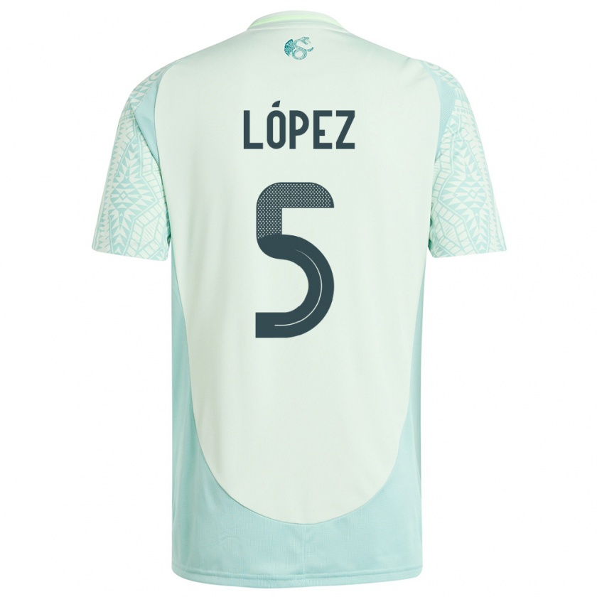 Kandiny Niño Camiseta México Jimena Lopez #5 Lino Verde 2ª Equipación 24-26 La Camisa Chile