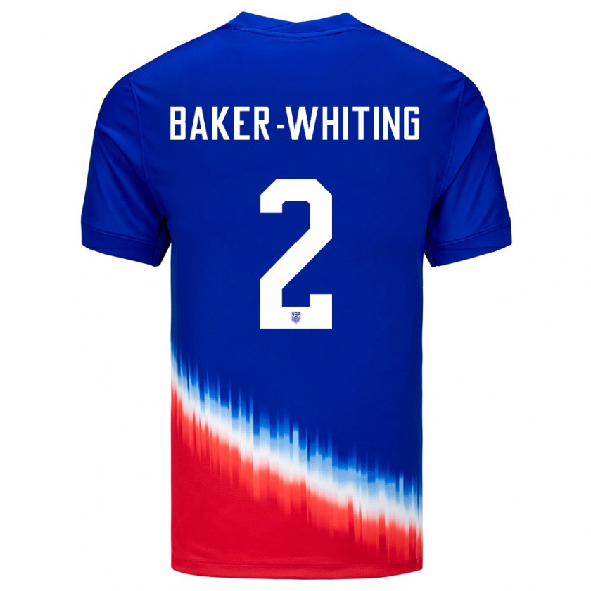 Kandiny Niño Camiseta Estados Unidos Reed Baker Whiting #2 Azul 2ª Equipación 24-26 La Camisa Chile