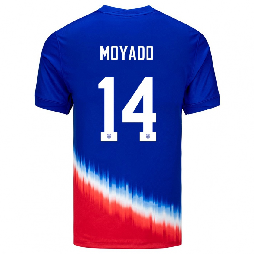 Kandiny Niño Camiseta Estados Unidos Bryan Moyado #14 Azul 2ª Equipación 24-26 La Camisa Chile