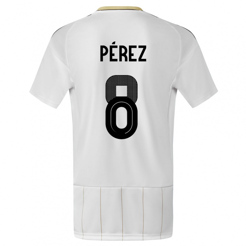 Kandiny Niño Camiseta Costa Rica Creichel Perez #8 Blanco 2ª Equipación 24-26 La Camisa Chile
