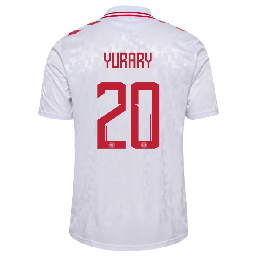Kandiny Niño Camiseta Dinamarca Yussuf Poulsen #20 Blanco 2ª Equipación 24-26 La Camisa Chile