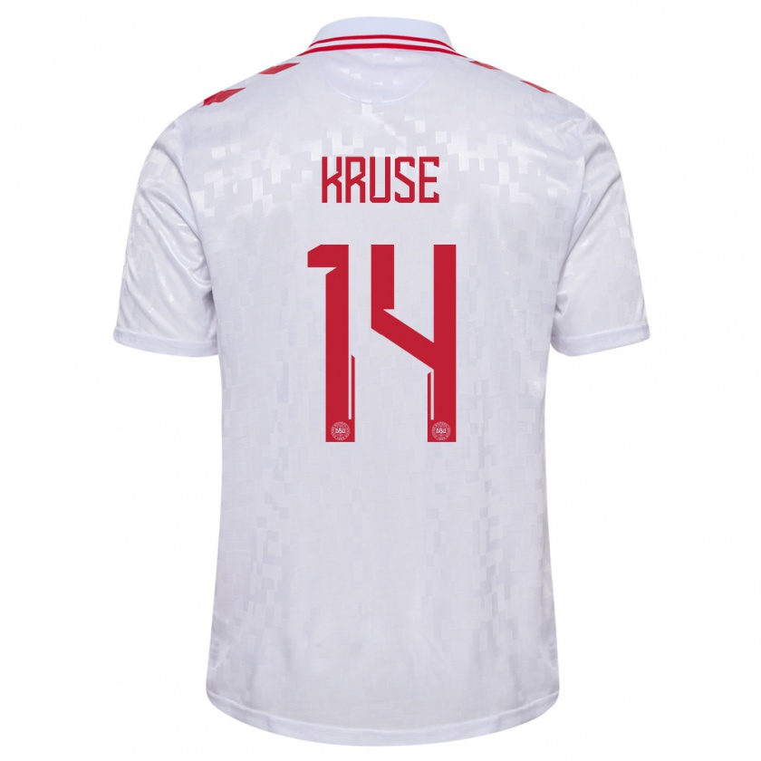 Kandiny Niño Camiseta Dinamarca David Kruse #14 Blanco 2ª Equipación 24-26 La Camisa Chile
