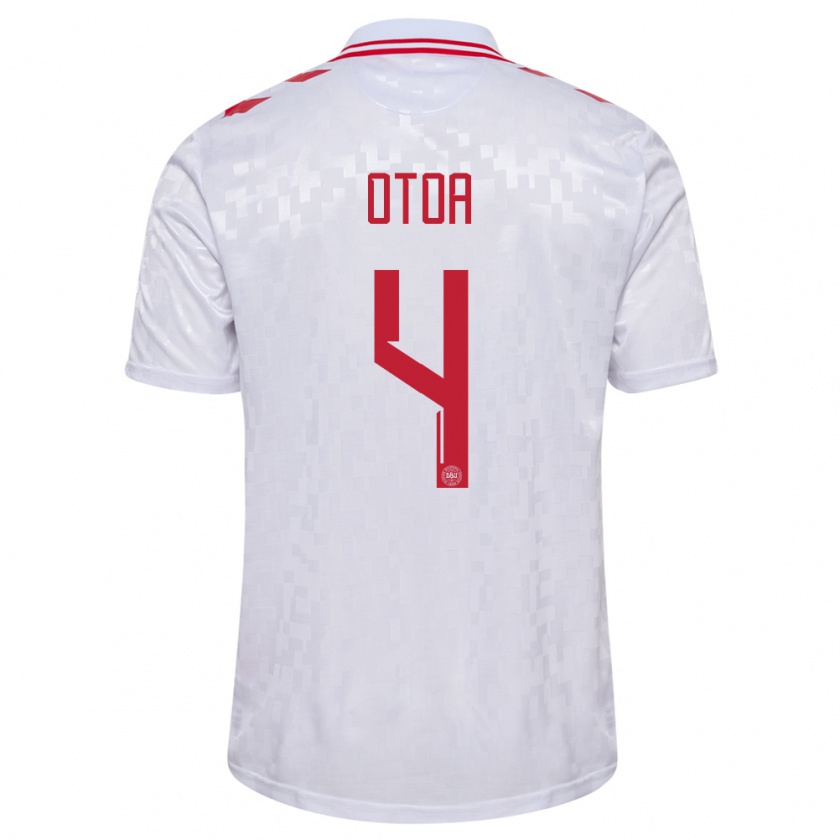 Kandiny Niño Camiseta Dinamarca Sebastian Otoa #4 Blanco 2ª Equipación 24-26 La Camisa Chile