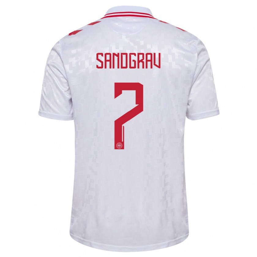 Kandiny Niño Camiseta Dinamarca Lauge Sandgrav #7 Blanco 2ª Equipación 24-26 La Camisa Chile