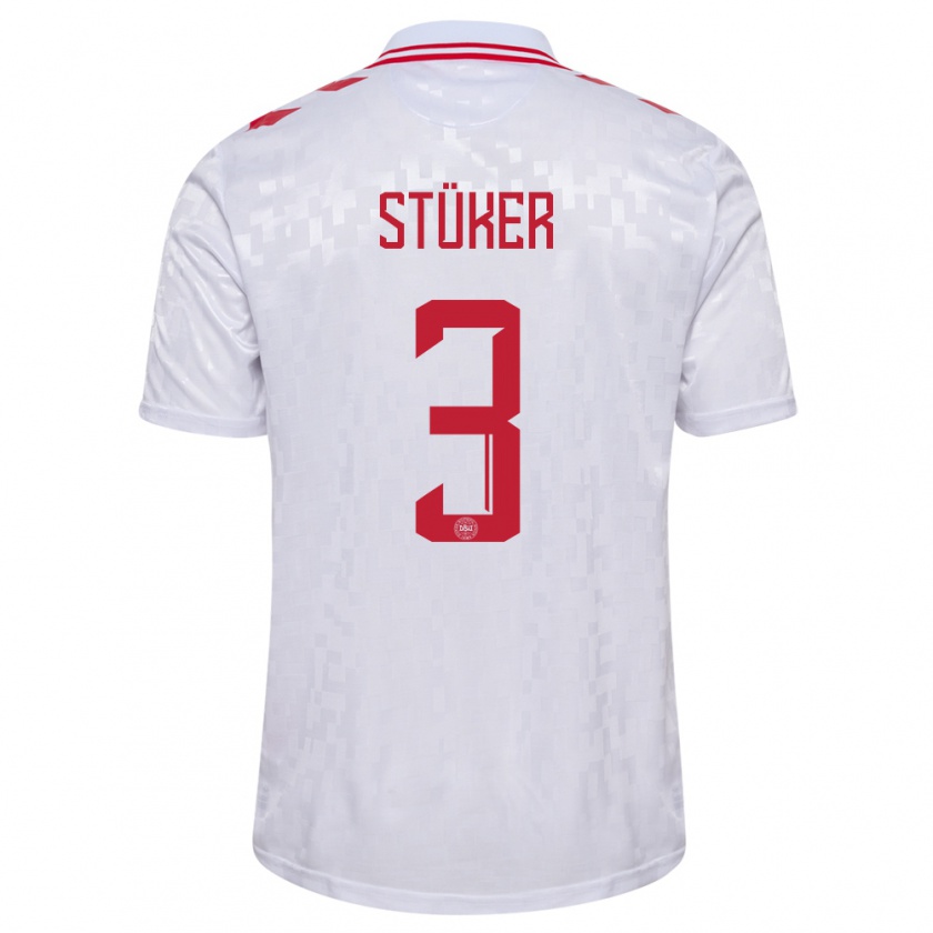 Kandiny Niño Camiseta Dinamarca Simon Stüker #3 Blanco 2ª Equipación 24-26 La Camisa Chile