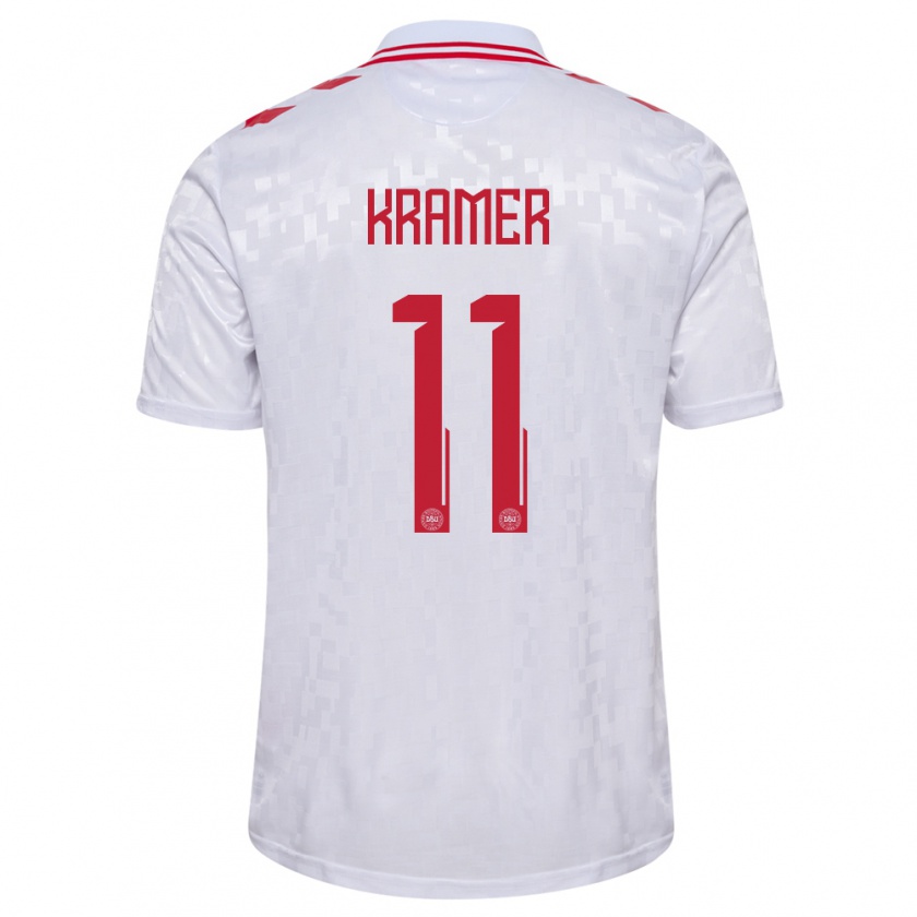 Kandiny Niño Camiseta Dinamarca Cornelia Kramer #11 Blanco 2ª Equipación 24-26 La Camisa Chile