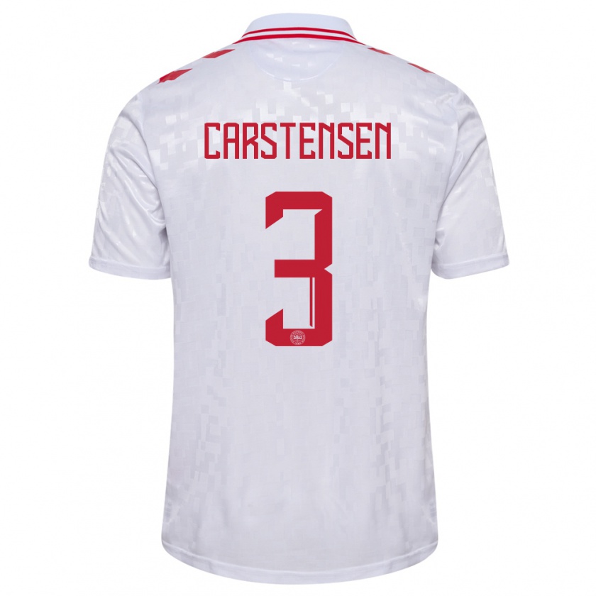 Kandiny Niño Camiseta Dinamarca Rasmus Carstensen #3 Blanco 2ª Equipación 24-26 La Camisa Chile