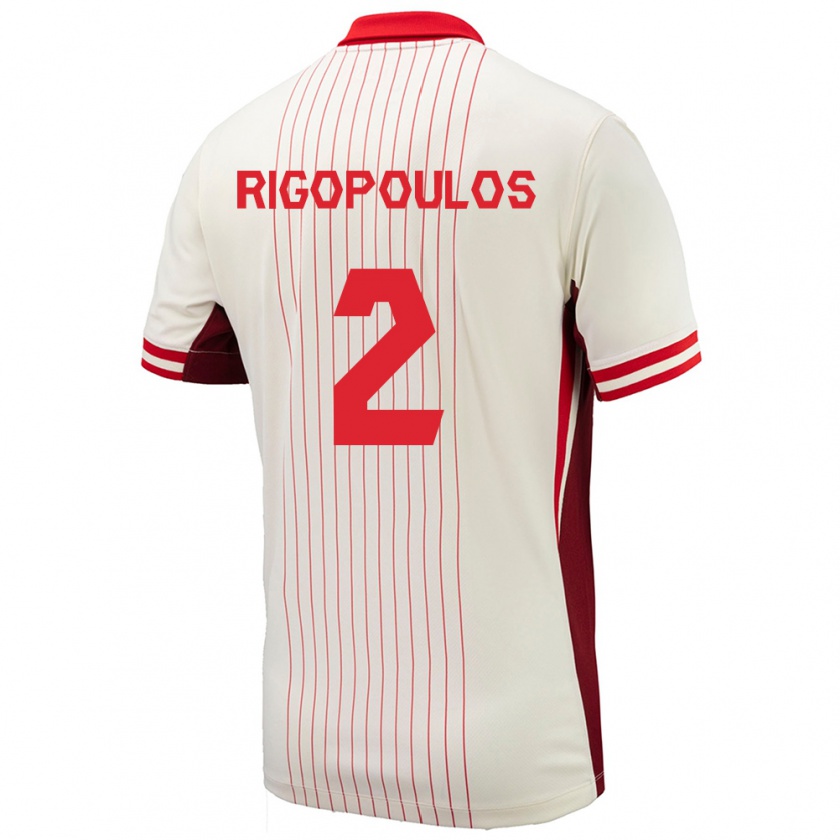 Kandiny Niño Camiseta Canadá Theo Rigopoulos #2 Blanco 2ª Equipación 24-26 La Camisa Chile