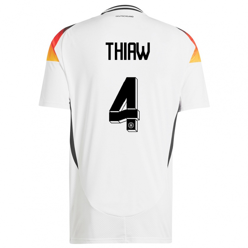 Kandiny Hombre Camiseta Alemania Malick Thiaw #4 Blanco 1ª Equipación 24-26 La Camisa Chile