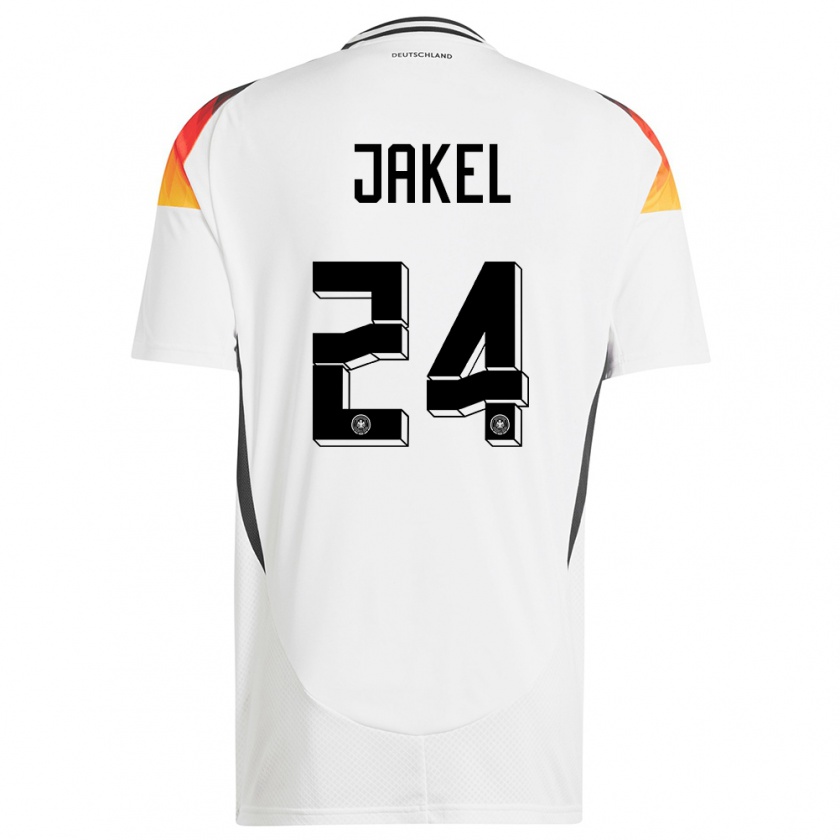Kandiny Hombre Camiseta Alemania Frederik Jakel #24 Blanco 1ª Equipación 24-26 La Camisa Chile