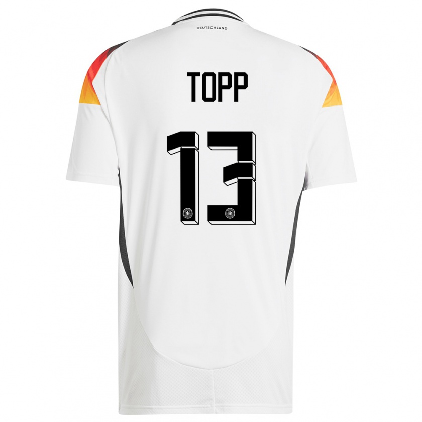 Kandiny Hombre Camiseta Alemania Keke Topp #13 Blanco 1ª Equipación 24-26 La Camisa Chile
